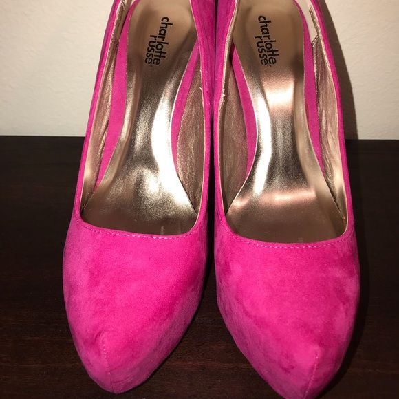 New Charlotte Russe hot pink “suede” heels - Picture 2 of 3